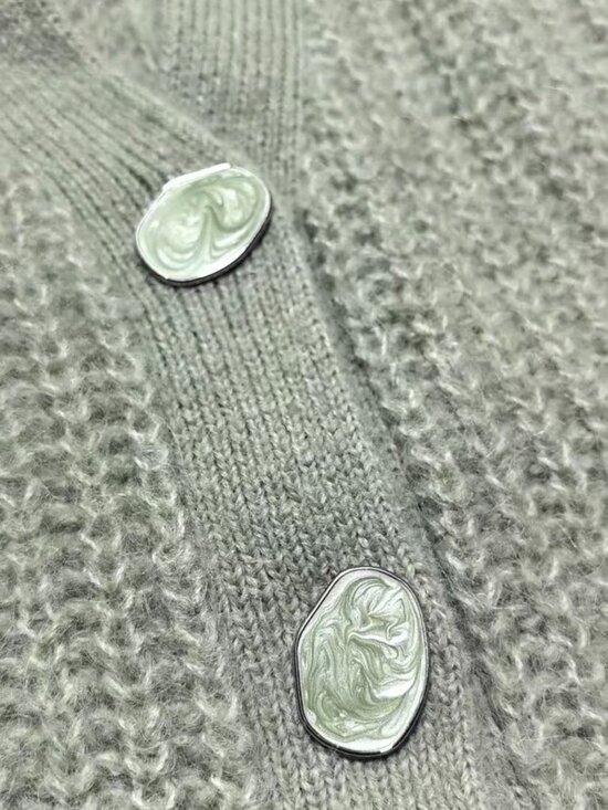 H&M Alpaca Wool Cardigan – Size S, Light Green – Cozy & Versatile 🍃🧶 - Picture 4 of 7